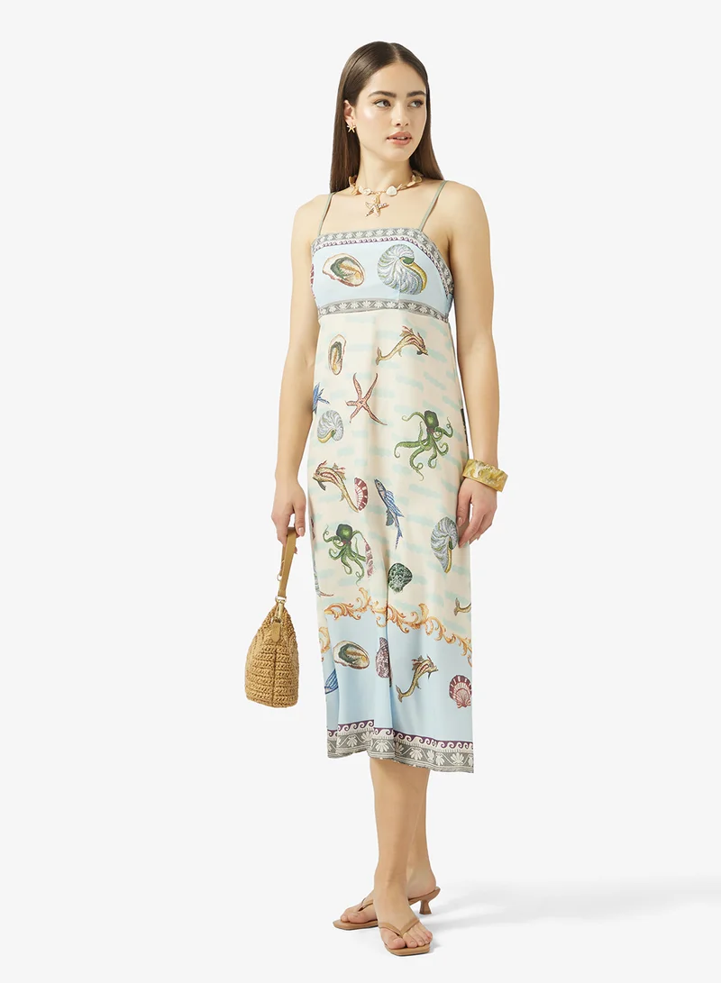 Ginger  Strappy A Line Printed Resort Dress for Women | Best Price UAE